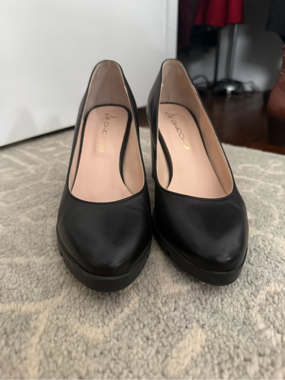 Black Leather Platform Pump